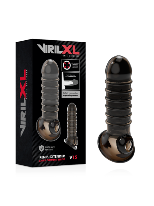 VIRILXL EXTENSION Y FUNDA DE PENE V15 NEGRO