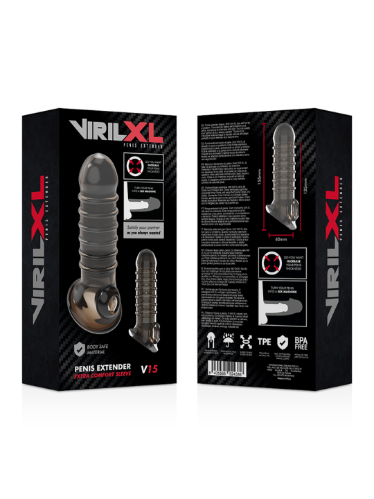 VIRILXL EXTENSION Y FUNDA DE PENE V15 NEGRO