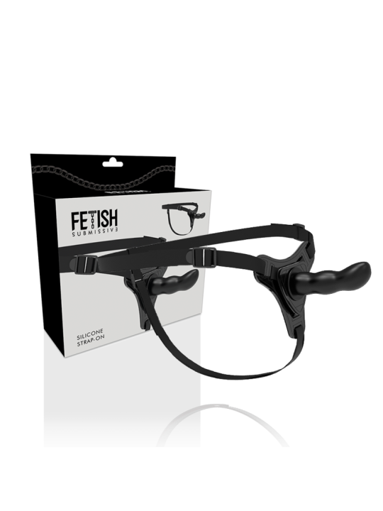 FETISH SUBMISSIVE HARNESS SILICONA NEGRO G SPOT 16 CM