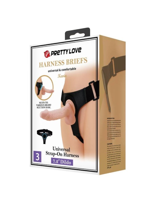 PRETTY LOVE HARNESS BRIEFS ARNES UNIVERSAL CON DILDO KEVIN 19 CM NATURAL