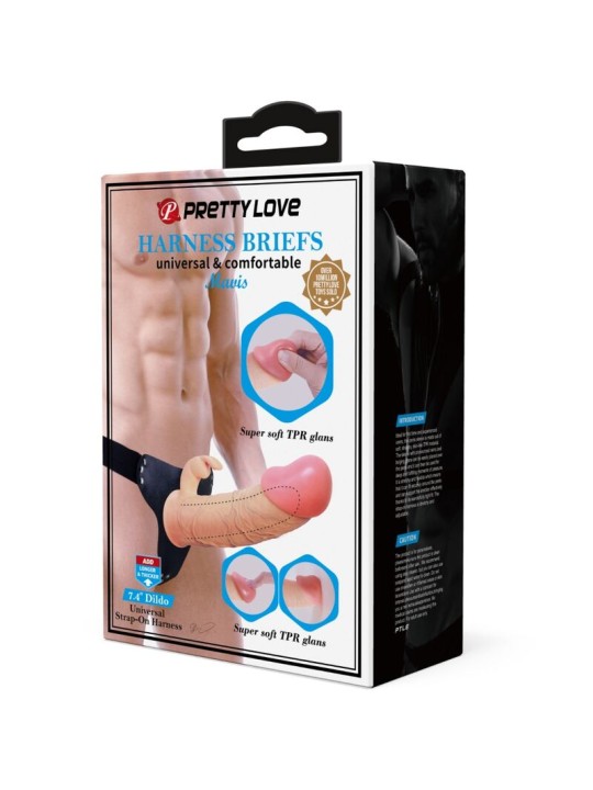 PRETTY LOVE MAVIS HARNESS BRIEFS UNIVERSAL CON DILDO 19 CM NATURAL
