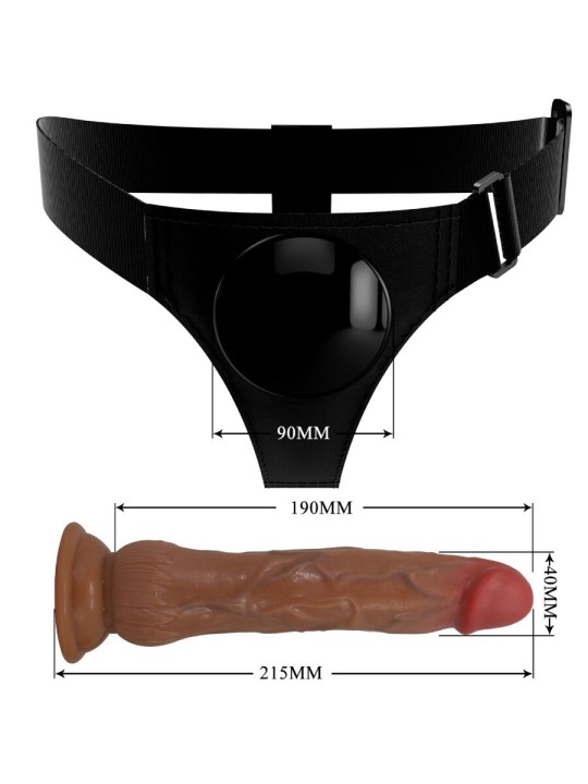 PRETTY LOVE KYTON HARNESS BRIEFS UNIVERSAL CON DILDO SQUIRTING 19 CM MULATO