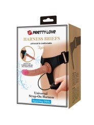 PRETTY LOVE KYTON HARNESS BRIEFS UNIVERSAL CON DILDO SQUIRTING 19 CM MULATO