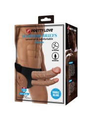PRETTY LOVE KEAVEN HARNESS BRIEFS UNIVERSAL COMFORTABLE DOBLE DILDO