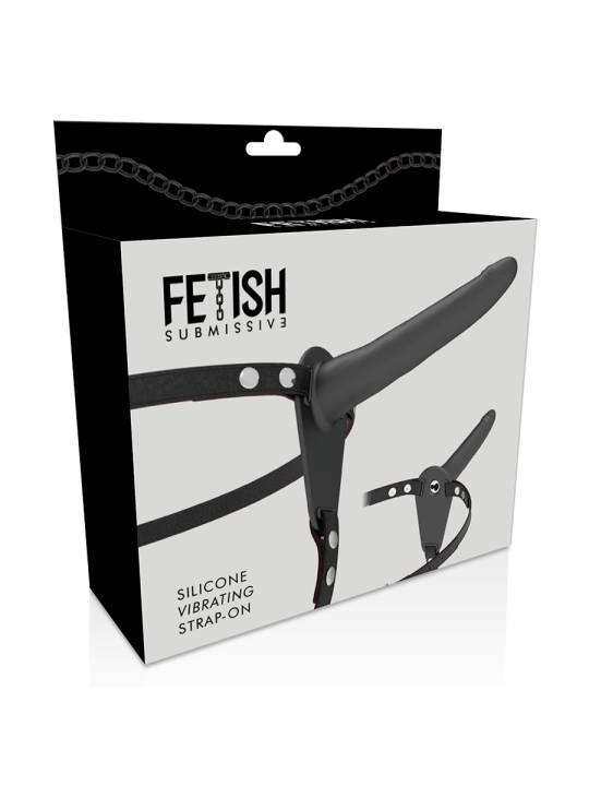FETISH SUBMISSIVE HARNESS VIBRADOR SILICONA NEGRO 15 CM