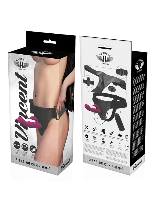 HARNESS ATTRACTION ARNES VIBRADOR RABBIT VINCENT 15 CM O 4 CM