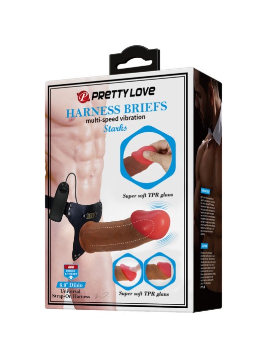 PRETTY LOVE STARKS HARNESS BRIEFS VIBRACION MULTI VELOCIDAD DILDO 175 CM MULATO
