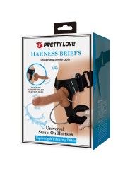 PRETTY LOVE HARNESS BRIEFS UNIVERSAL CON DILDO VIBRACION Y SQUIRTING 155 CM MULATO