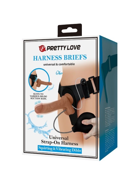 PRETTY LOVE HARNESS BRIEFS UNIVERSAL CON DILDO VIBRACION Y SQUIRTING 155 CM MULATO