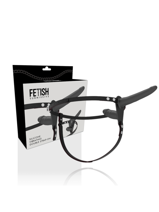 FETISH SUBMISSIVE HARNESS DOBLE PENETRACION VIBRADOR NEGRO