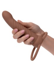 CALEXOTICS MAXX DOBLE PENETRADOR ACANALADO 10 VIBRACIONES MULATO