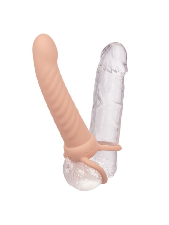 CALEXOTICS MAXX DOBLE PENETRADOR ACANALADO 10 VIBRACIONES NATURAL