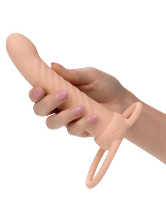 CALEXOTICS MAXX DOBLE PENETRADOR ACANALADO 10 VIBRACIONES NATURAL