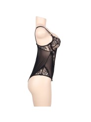 SUBBLIME TEDDY ENCAJE FLORAL Y CON FLECOS NEGRO TALLA GRANDE