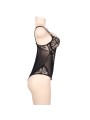 SUBBLIME TEDDY ENCAJE FLORAL Y CON FLECOS NEGRO TALLA GRANDE