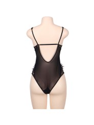 SUBBLIME TEDDY ENCAJE FLORAL Y CON FLECOS NEGRO TALLA GRANDE