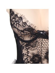 SUBBLIME TEDDY ENCAJE FLORAL Y CON FLECOS NEGRO TALLA GRANDE