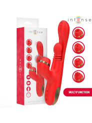 INTENSE KATY ESTIMULADOR CLITORIS MULTIFUNCION 4 CABEZALES INTERCAMBIABLES ROJO