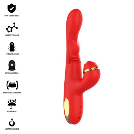 INTENSE KATY ESTIMULADOR CLITORIS MULTIFUNCION 4 CABEZALES INTERCAMBIABLES ROJO
