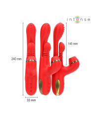 INTENSE KATY ESTIMULADOR CLITORIS MULTIFUNCION 4 CABEZALES INTERCAMBIABLES ROJO