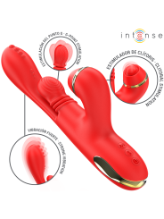 INTENSE KATY ESTIMULADOR CLITORIS MULTIFUNCION 4 CABEZALES INTERCAMBIABLES ROJO