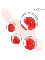 INTENSE KATY ESTIMULADOR CLITORIS MULTIFUNCION 4 CABEZALES INTERCAMBIABLES ROJO