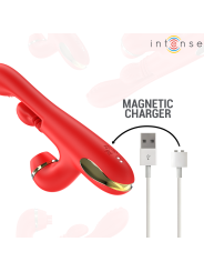 INTENSE KATY ESTIMULADOR CLITORIS MULTIFUNCION 4 CABEZALES INTERCAMBIABLES ROJO