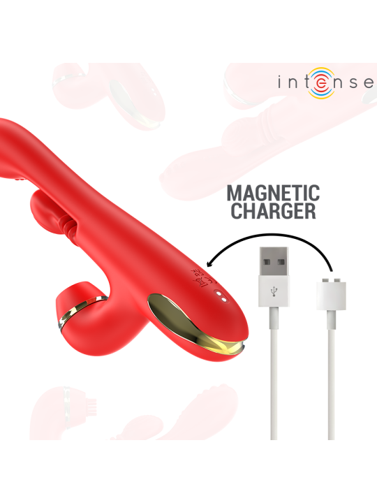 INTENSE KATY ESTIMULADOR CLITORIS MULTIFUNCION 4 CABEZALES INTERCAMBIABLES ROJO
