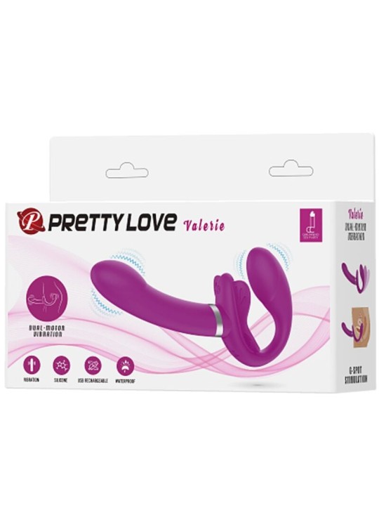 PRETTY LOVE VALERIE VIBRADOR DOBLE STRAP ON 12 VIBRACIONES MORADO