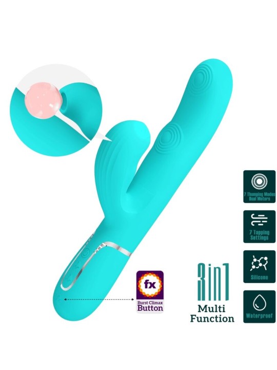 PRETTY LOVE PERLITA VIBRADOR PUNTO G 3 EN 1 MULTIFUNCION VERDE AGUA