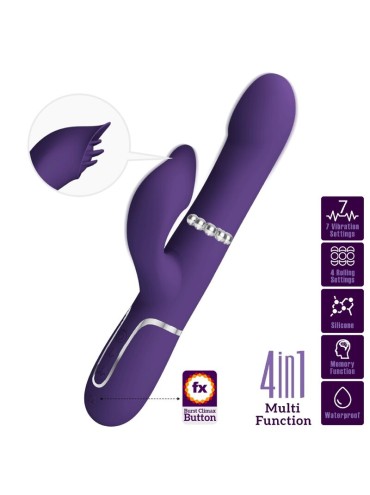 PRETTY LOVE ZALIN VIBRADOR RABBIT PERLAS 4 EN 1 MORADO