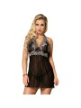 SUBBLIME BABYDOLL BLANCO ENCAJE FLORAL NEGRO S M