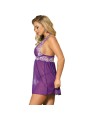 SUBBLIME BABYDOLL BLANCO ENCAJE FLORAL MORADO S M