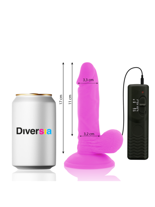 DIVERSIA DILDO REALISTICO FLEXIBLE CON VIBRACION MORADO 17 CM O 33 CM