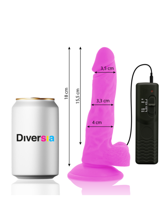 DIVERSIA DILDO REALISTICO FLEXIBLE CON VIBRACION LILA 18 CM O 4 CM