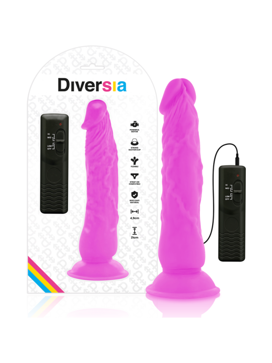 DIVERSIA DILDO REALISTICO FLEXIBLE CON VIBRACION LILA 21 CM O 49 CM