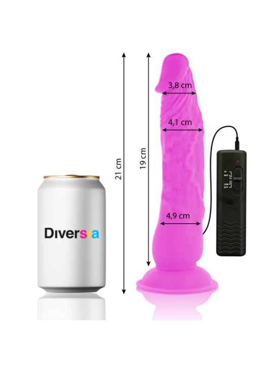 DIVERSIA DILDO REALISTICO FLEXIBLE CON VIBRACION LILA 21 CM O 49 CM