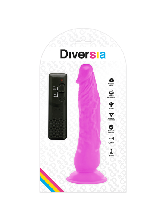 DIVERSIA DILDO REALISTICO FLEXIBLE CON VIBRACION LILA 21 CM O 49 CM