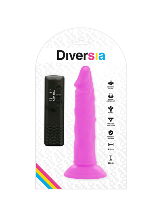 DIVERSIA DILDO REALISTICO FLEXIBLE CON VIBRACION LILA 23 CM O 43 CM