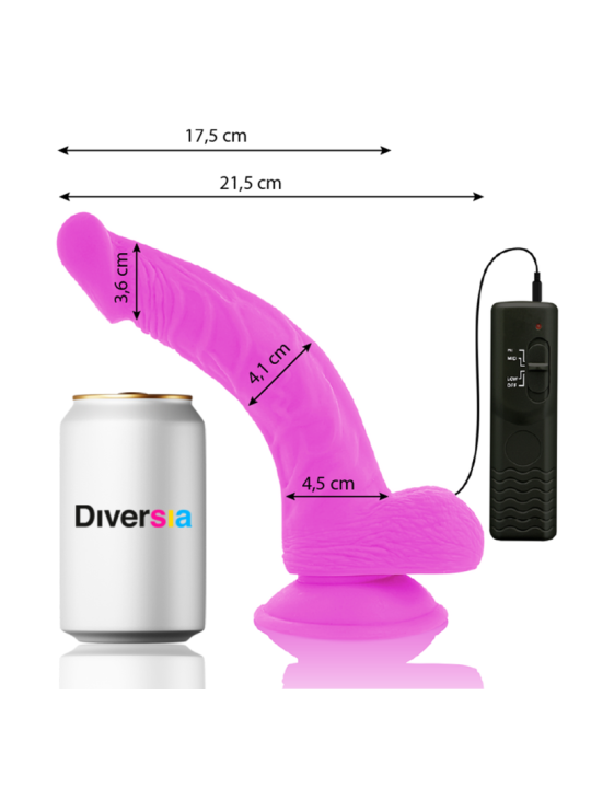 DIVERSIA DILDO REALISTICO FLEXIBLE CON VIBRACION LILA 215 CM O 45 CM