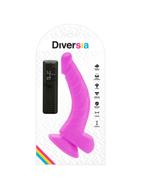 DIVERSIA DILDO REALISTICO FLEXIBLE CON VIBRACION LILA 215 CM O 45 CM