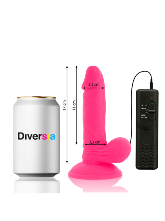 DIVERSIA DILDO REALISTICO FLEXIBLE CON VIBRACION ROSA 17 CM O 33 CM