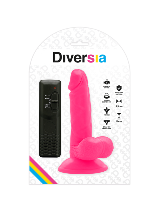 DIVERSIA DILDO REALISTICO FLEXIBLE CON VIBRACION ROSA 17 CM O 33 CM