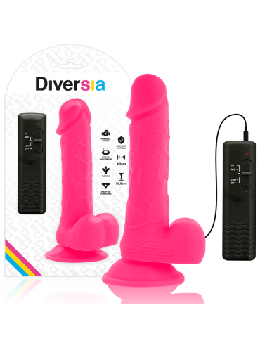 DIVERSIA DILDO REALISTICO FLEXIBLE CON VIBRACION ROSA 205 CM O 42 CM