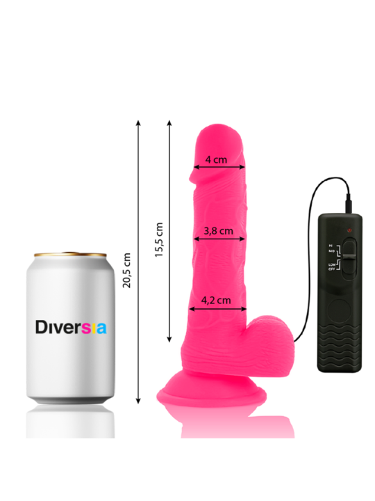 DIVERSIA DILDO REALISTICO FLEXIBLE CON VIBRACION ROSA 205 CM O 42 CM