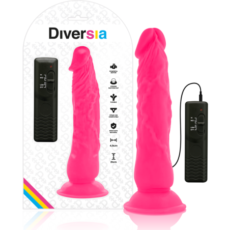 DIVERSIA DILDO REALISTICO FLEXIBLE CON VIBRACION ROSA 21 CM O 49 CM