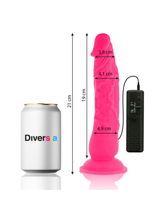 DIVERSIA DILDO REALISTICO FLEXIBLE CON VIBRACION ROSA 21 CM O 49 CM