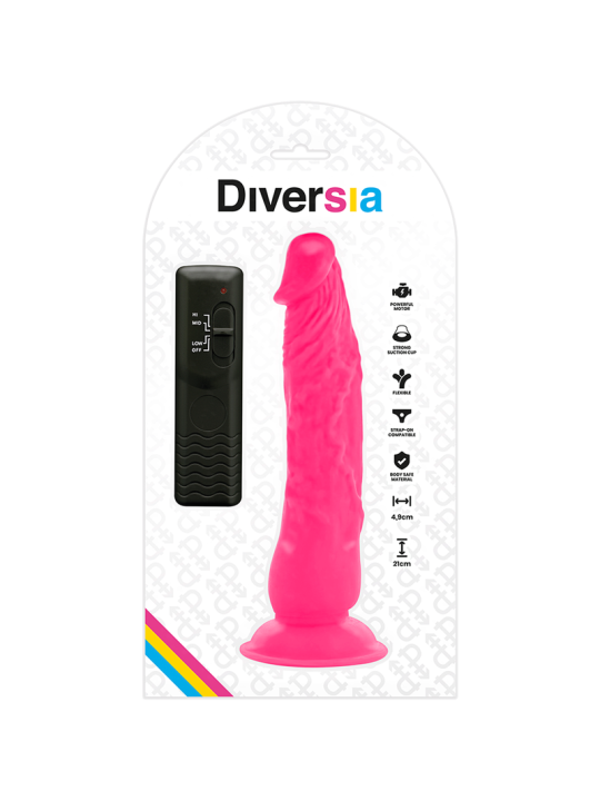 DIVERSIA DILDO REALISTICO FLEXIBLE CON VIBRACION ROSA 21 CM O 49 CM