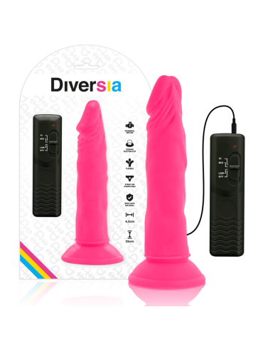 DIVERSIA DILDO REALISTICO FLEXIBLE CON VIBRACION ROSA 23 CM O 43 CM