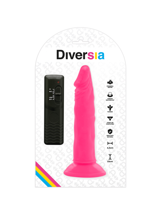 DIVERSIA DILDO REALISTICO FLEXIBLE CON VIBRACION ROSA 23 CM O 43 CM